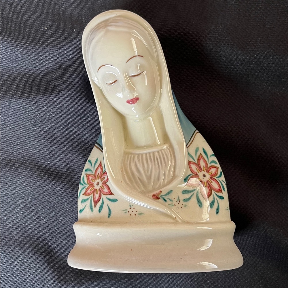 Vtg Madonna Virgin Mary Bust Religious Figurine Bone China GORT Co. Florence